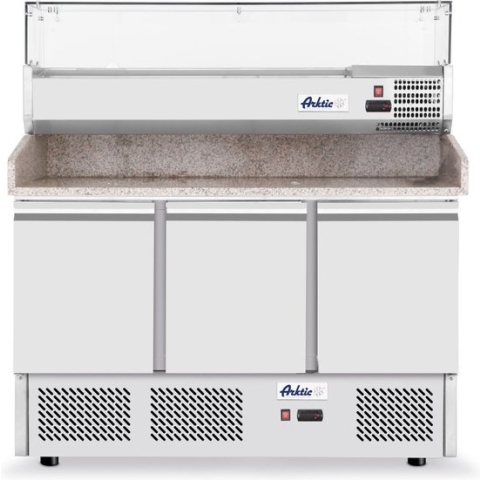 Arktic Pizzawerkbank met 3 Deuren en Koelvitrine 380+40L 232033 - Horeca