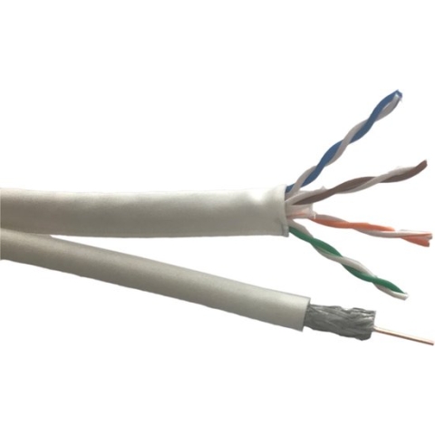 Technetix CAT6 UTP / COAX-18 4G/LTE proof combinatiekabel op haspel voor binnen / wit - 100 meter