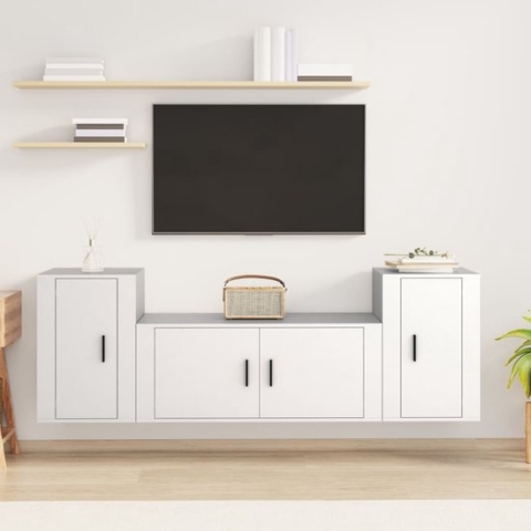 The Living Store Televisiekastenset - 100 x 34.5 x 40 cm - wandgemonteerde functie - wit