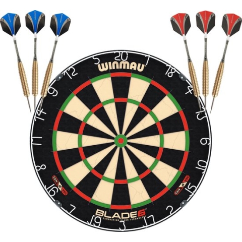 Winmau Blade 6 Dartbord + 2 sets ABCDarts Sniper Darts - Dartset met 6 Dartpijlen