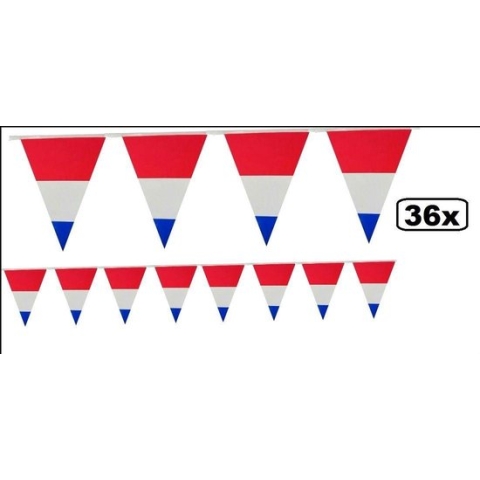 36x Vlaggenlijn rood/wit/blauw Nederland EK voetbal versiering