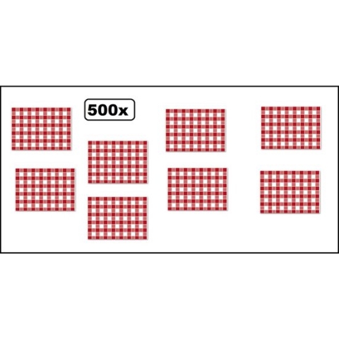 500x Placemats papier grote ruit rood/wit - place mate diner restaurant eten rood wit placemate ruit