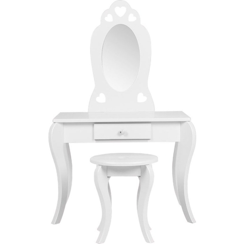 Kaptafel hartjes - make up opmaaktafel - met krukje - wit