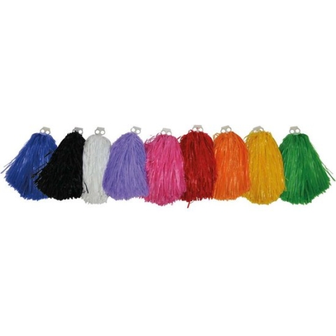 Cheerballs/pompoms - 1x - rood - met franjes en ring handgreep - 28 cm