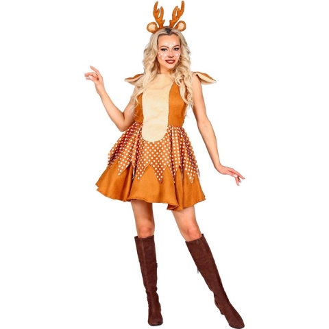 Widmann - Hert & Rendier & Rudolf Kostuum - Sexy Schattebout Rendier - Vrouw - Bruin - Large - Kerst - Verkleedkleding