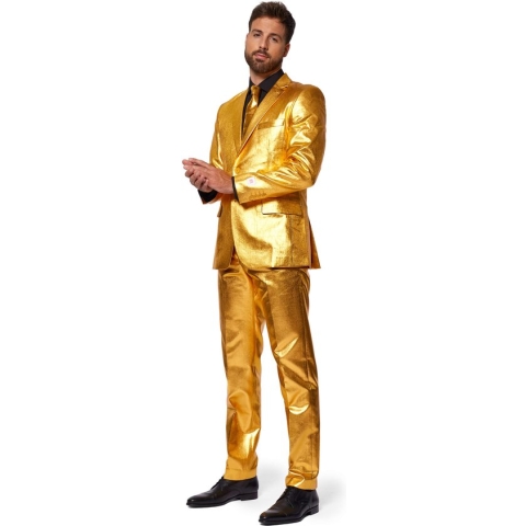 OppoSuits Groovy Gold - Heren Pak - Glimmend - Goud - Maat EU 46