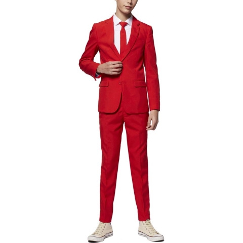 OppoSuits Red Devil - Jongens Kostuum - Rood - Kerst - Maat 158/164