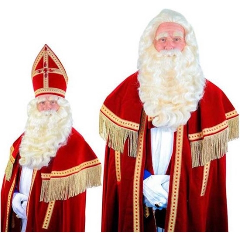 Witbaard TV yakhaar Sinterklaas baardset  wit 4-delig