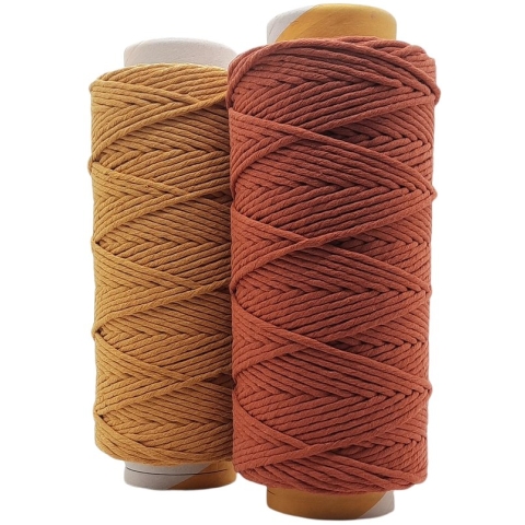 Cafuné Lux Macramé garen -2 kg- 5 mm-oker/terracotta - 195+195 mtr - Uitkambaar