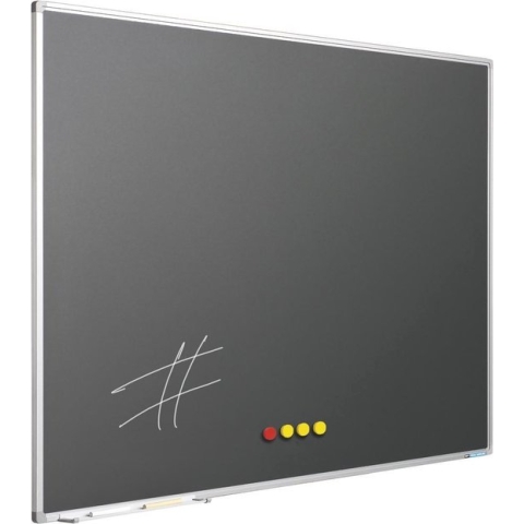 Krijtbord Softline profiel 8mm, emailstaal grijs 100x100 cm