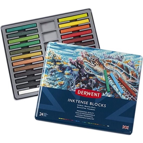 Derwent Inktense Blocks/Kleursticks - 24 Stuks in Blik