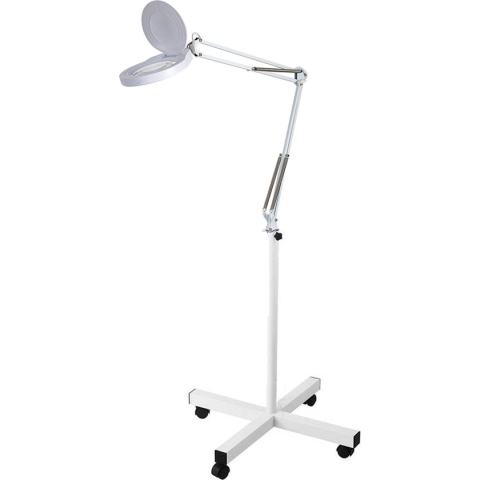Loeplamp met Rolstatief - met LED verlichting - met Standaard - met Voet - Wit