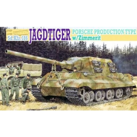 1:35 Dragon 6493 Sd.Kfz.186 Jagdtiger Porsche Production Type w/Zimmerit Plastic Modelbouwpakket