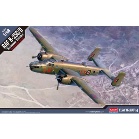1:48 Academy 12339 RAF B-25C/D Plane - European Theatre Plastic Modelbouwpakket