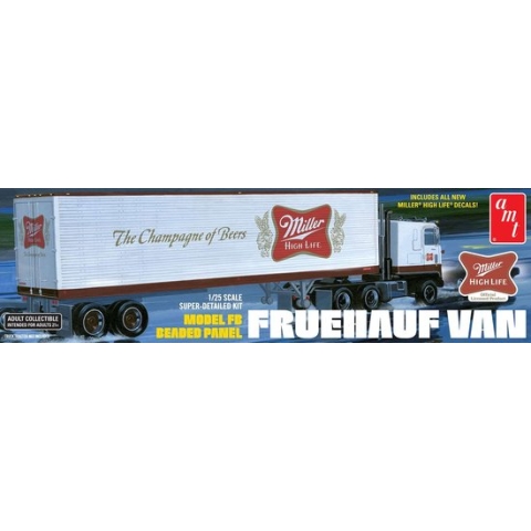 1:25 AMT 1234 Miller Beer Fruehauf 40 Semi Trailer Plastic Modelbouwpakket