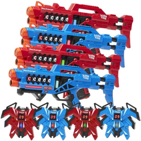 Lasergame set - 4 oplaadbare lasergeweren P1 + 4 oplaadbare Display vesten - Vanaf 6 jaar - Extra functies - Digitale display - Geen extra batterijen nodig