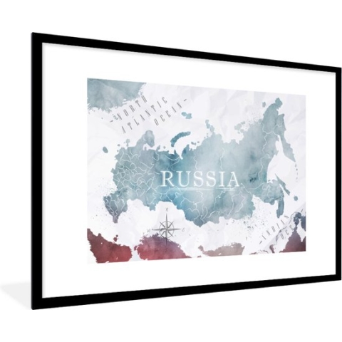 Fotolijst incl. Poster - Rusland - Wereldkaart - Verf - 90x60 cm - Posterlijst