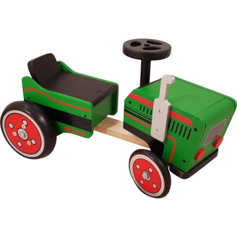 Playwood - Houten loopauto tractor - met opbergvak
