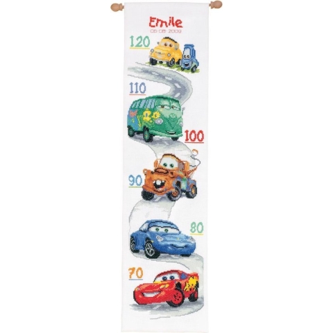 Vervaco Borduurpakket Cars - groeimeter