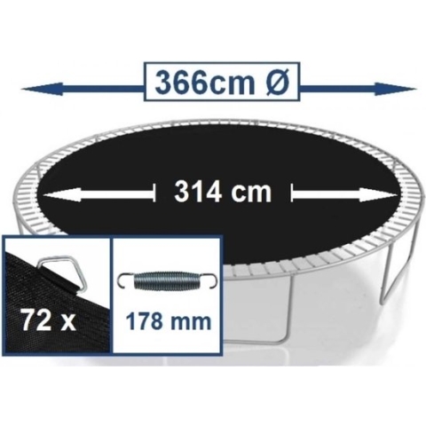 Springmat voor Trampoline 366 cm voor 72 veren van 18 cm