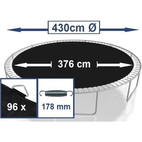 Springmat voor Trampoline Rond 420-430 cm - 96 Ringen - voor 18 cm Veren