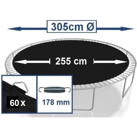 Springmat voor trampoline 305 cm met 60 ringen voor 17,5-18 cmveren