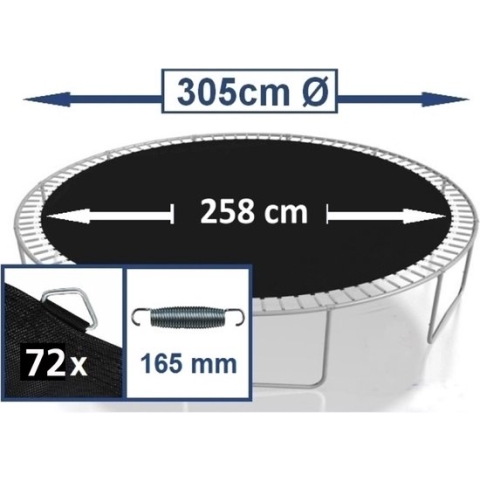 Springmat voor Trampoline 300-305 cm met 72 ringen voor 16,5 cm. veren