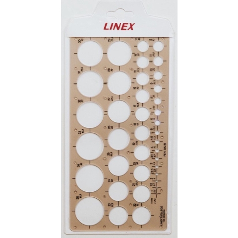 Linex cirkelsjabloon 1 - 35 mm, met 35 cirkels 10 stuks