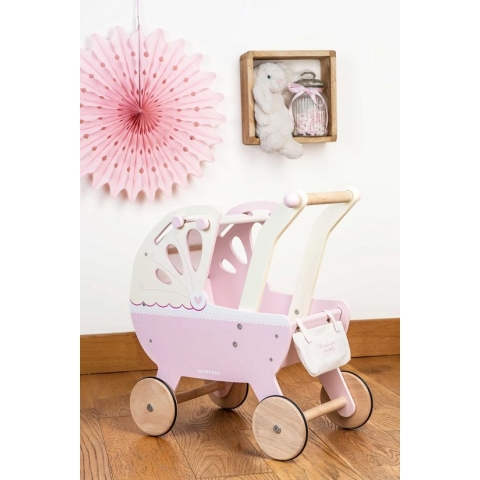 Le Toy Van - Houten Kinderwagen - Roze