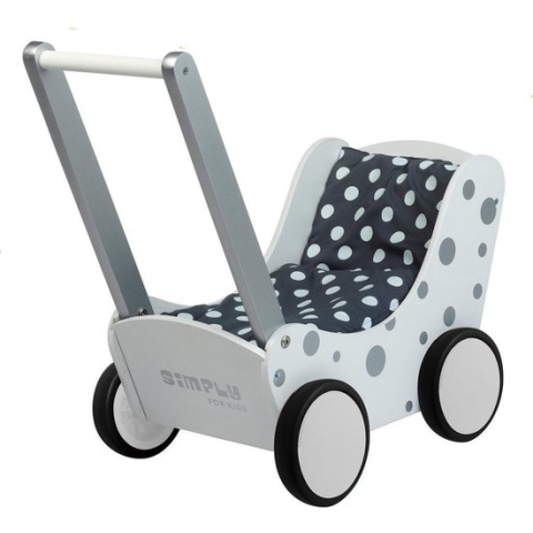 Poppenwagen zilver stip Simply for Kids 60x32x55 cm