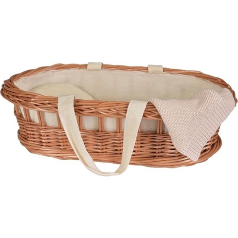 Poppendraagmand - Draagwieg - Riet - Inclusief bekleding - 40x24x12cm