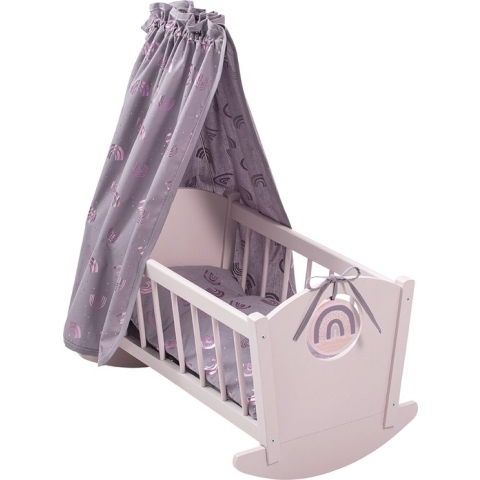 howa Poppen Schommelbedje Poppenbed  "Rainbow" , van hout 23002