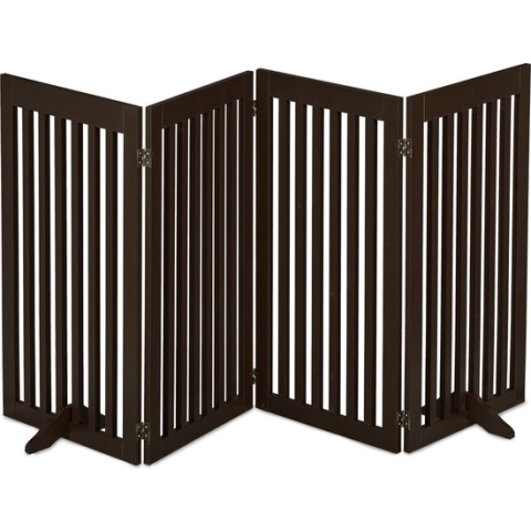 Relaxdays Veiligheidshekje hout - 92 cm hoog - kinderhek - hondenhek - inklapbaar - bruin - 4 panelen