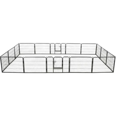 vidaXL-Hondenren-met-16-panelen-60x80-cm-staal-zwart