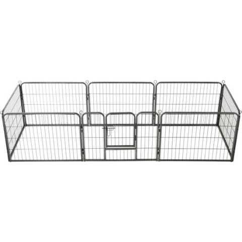 vidaXL-Hondenren-met-8-panelen-80x60-cm-staal-zwart