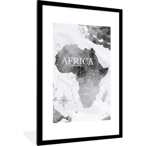 Fotolijst incl. Poster - Wereldkaart - Afrika - Verf - 60x90 cm - Posterlijst