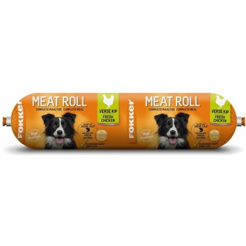 Fokker Meatroll Kip&Zalm - Hondenvoer - 10 x 800 g