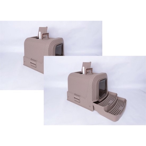 Adori Kattentoilet Rattan 69x42x41 cm - Kattenbak - 2 x Taupe