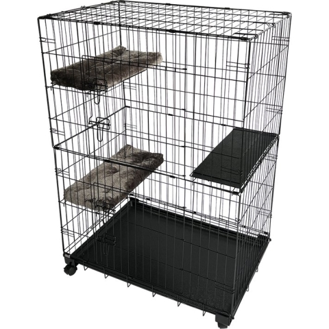 Duvo+ Topline Kattenbench - 2 deuren - Zwart - M - 91x61x131cm