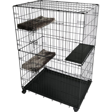 Duvo+ Topline Kattenbench - 2 deuren - Zwart - L - 107x71x149cm