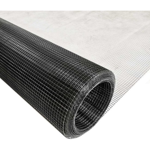 Volieregaas 6 x 6mm 0.7mm 100cm 25m Zwart gepoedercoat RVS