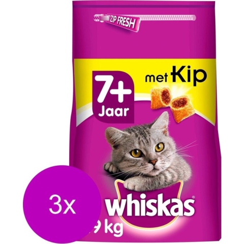 Whiskas Brokjes Senior Kip - Kattenvoer - 3 x 1.9 kg