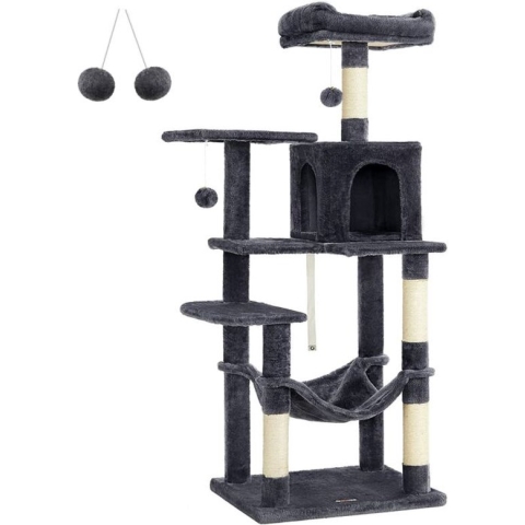 Hoppa! Kattenkrabpaal met hangmat 143 cm rookgrijs