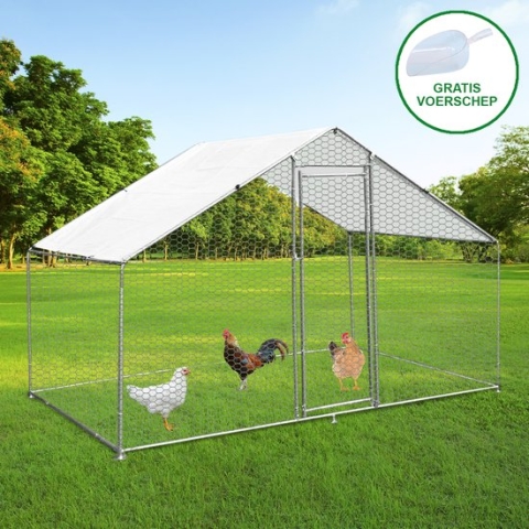 Vrijstaand Kippenren 3m x 2m x 2m Gratis dakbescherming en voedingsschep