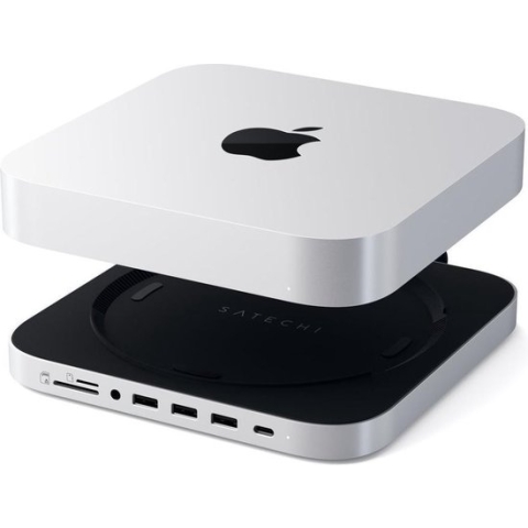 Satechi Aluminum Mac Mini Stand Hub - Zilver - met SSD geheugen slot