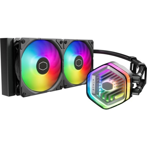 Cooler Master MASTERLIQUID 240 ATMOS - Vloeistof-koelsysteem processor - afmeting radiator: 240 mm - voor Intel LGA 115x, 1200, 1700 - AMD AM5, AM4 - 2x Sickleflow Edge 120 ARGB Fans - Aluminium - zwart