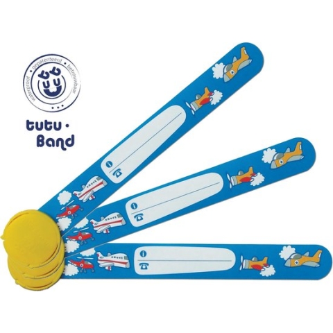 Tutu-Band® polsbandjes - Set van 2 SOS naambandjes voor kinderen - Vliegtuig