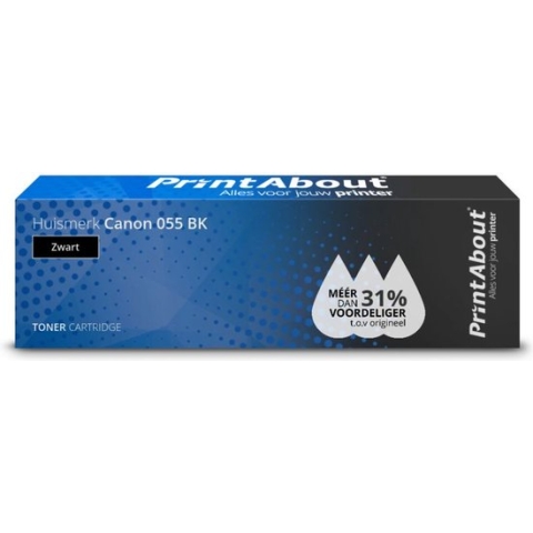 PrintAbout huismerk Toner 055 BK Zwart geschikt voor Canon
