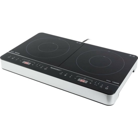 SILVERCREST® Dubbele inductiekookplaat - 2 Kookzones - 3500W - Instelbare Timer - Electrische kookplaat - Kookplaat