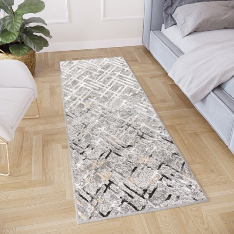 Tapiso Crystal Loper Tapijtloper Lichtgrijs Laagpolig Kleed Vloerkleed Maat- 70x950